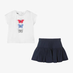 iDO Baby-Girls Navy & White Butterfly Skort Set | Childrensalon Outlet