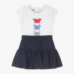 iDO Baby-Girls Navy & White Butterfly Skort Set | Childrensalon Outlet