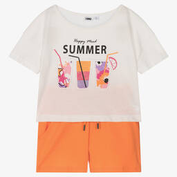 iDO Для младших-Топ и оранжевые шорты из хлопка | Childrensalon Outlet