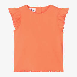 iDO Малыши-Girls Orange Ribbed Cotton T-Shirt | Childrensalon Outlet