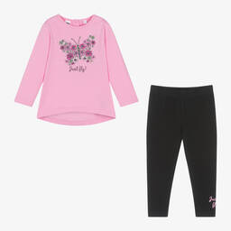 iDO Малыши-Girls Pink & Black Butterfly Leggings Set | Childrensalon Outlet