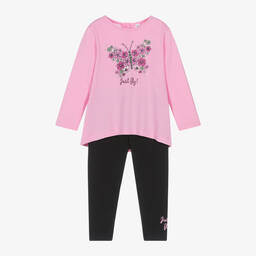 iDO Малыши-Girls Pink & Black Butterfly Leggings Set | Childrensalon Outlet