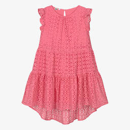 iDO Junior-فستان قطن برودوري لون زهري | Childrensalon Outlet