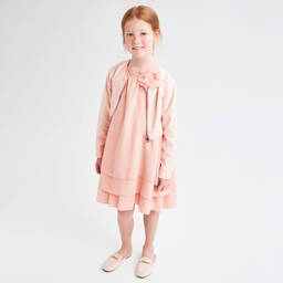 iDO Junior-Girls Pink Chiffon Flower Dress | Childrensalon Outlet