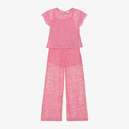 iDO Для младших-Girls Pink Cotton Lace Trouser Set | Childrensalon Outlet