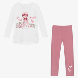 iDO Baby-Girls Pink Cotton Leggings Set | Childrensalon Outlet