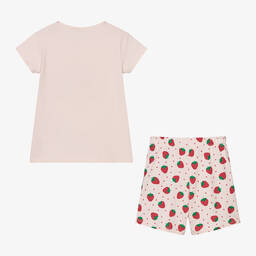 iDO Baby-بيجاما شورت قطن جيرسي لون زهري للبنات | Childrensalon Outlet