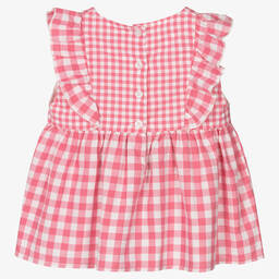 iDO Baby-Girls Pink Gingham Cotton Blouse | Childrensalon Outlet