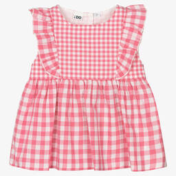 iDO Baby-Girls Pink Gingham Cotton Blouse | Childrensalon Outlet