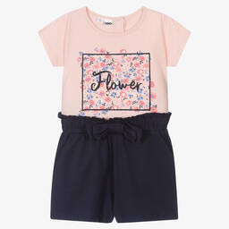 iDO Малыши-Розовая футболка и синие шорты из хлопка | Childrensalon Outlet