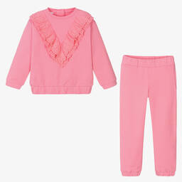 iDO Baby-Girls Pink Ruffle Tracksuit | Childrensalon Outlet