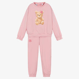 iDO Малыши-Розовый спортивный костюм из хлопка с медвежонком | Childrensalon Outlet
