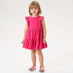 iDO Малыши-Розовое многоярусное платье из хлопка | Childrensalon Outlet