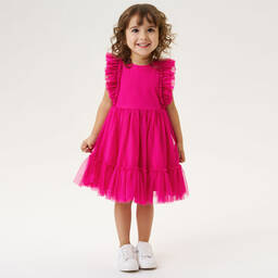 iDO Малыши-Girls Pink Tulle Ruffle Dress | Childrensalon Outlet