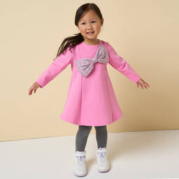 iDO Baby-فستان فيونكة فيسكوز لون زهري | Childrensalon Outlet