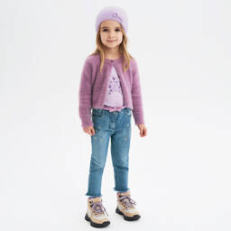 iDO Baby-Girls Purple Fluffy Knit Cardigan | Childrensalon Outlet