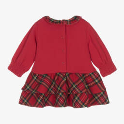 iDO Mini-Girls Red Tartan Ruffle Dress | Childrensalon Outlet