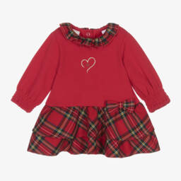 iDO Mini-Girls Red Tartan Ruffle Dress | Childrensalon Outlet