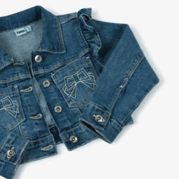 iDO Baby-معطف دنيم أزرق مزين بكشكش للبنات | Childrensalon Outlet