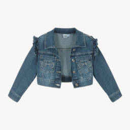 iDO Baby-معطف دنيم أزرق مزين بكشكش للبنات | Childrensalon Outlet