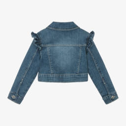 iDO Baby-معطف دنيم أزرق مزين بكشكش للبنات | Childrensalon Outlet