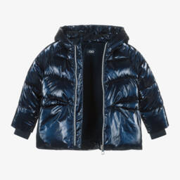iDO Малыши-Girls Shimmering Navy Hooded Jacket | Childrensalon Outlet