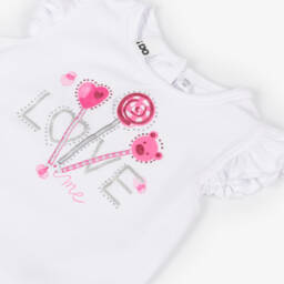 iDO Baby-Girls Sparkling White Cotton Tee | Childrensalon Outlet