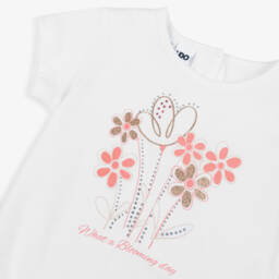 iDO Малыши-Фантазийная белая футболка с цветочным принтом для девочек | Childrensalon Outlet