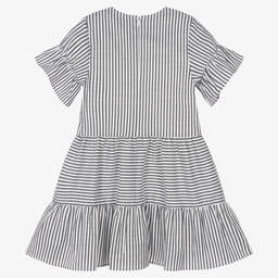 iDO Для младших-Белое многоярусное платье в черную полоску | Childrensalon Outlet