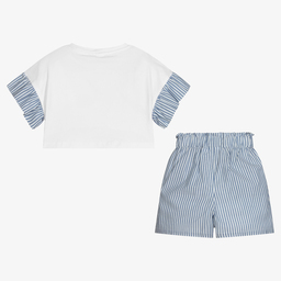 iDO Для младших-Белый топ и голубые шорты для девочек | Childrensalon Outlet