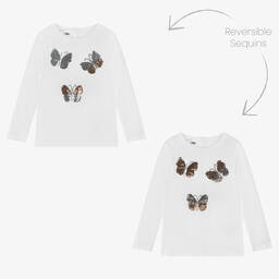 iDO Малыши-Белый хлопковый топ с бабочками | Childrensalon Outlet