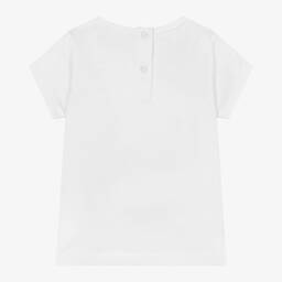 iDO Малыши-Girls White Cotton Floral T-Shirt | Childrensalon Outlet