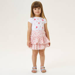iDO Малыши-Girls White Cotton Floral T-Shirt | Childrensalon Outlet