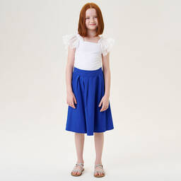 iDO Junior-Girls White Cotton Ruffle Top | Childrensalon Outlet