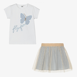 آي دو Baby-طقم تنورة قطن لون أبيض | Childrensalon Outlet