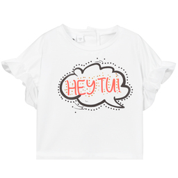 iDO Малыши-Белая хлопковая футболка для девочек | Childrensalon Outlet