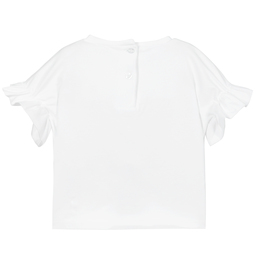 iDO Малыши-Белая хлопковая футболка для девочек | Childrensalon Outlet