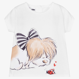 iDO Baby-Girls White Cotton T-Shirt | Childrensalon Outlet