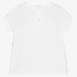 iDO Baby-Girls White Cotton T-Shirt | Childrensalon Outlet