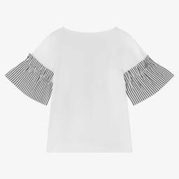 iDO Junior-Girls White Cotton T-Shirt | Childrensalon Outlet