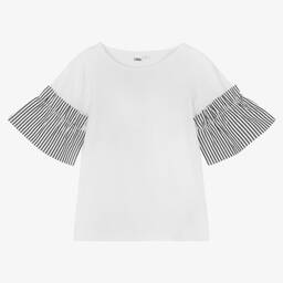 iDO Junior-Girls White Cotton T-Shirt | Childrensalon Outlet