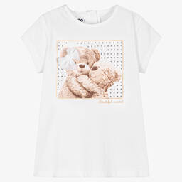 iDO Малыши-Белая хлопковая футболка с медвежонком | Childrensalon Outlet