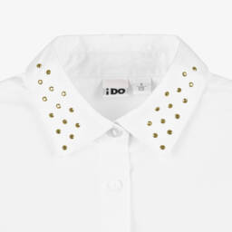 آي دو Junior-قميص قطن لون أبيض للبنات | Childrensalon Outlet