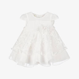 iDO Mini-فستان تول أبيض مزين بالورود للبنات | Childrensalon Outlet