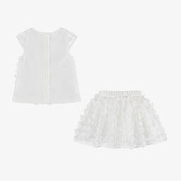 iDO Baby-Girls White Floral Tulle Skirt Set | Childrensalon Outlet