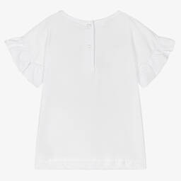 iDO Baby-Girls White Glitter Cotton T-Shirt | Childrensalon Outlet