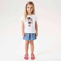 iDO Baby-Girls White Glitter Cotton T-Shirt | Childrensalon Outlet