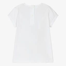 iDO Малыши-Белая хлопковая футболка с блестками | Childrensalon Outlet