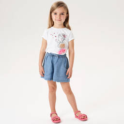 iDO Малыши-Белая хлопковая футболка с блестками | Childrensalon Outlet