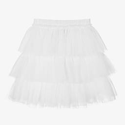 iDO Junior-Girls White Layered Tulle Skirt | Childrensalon Outlet